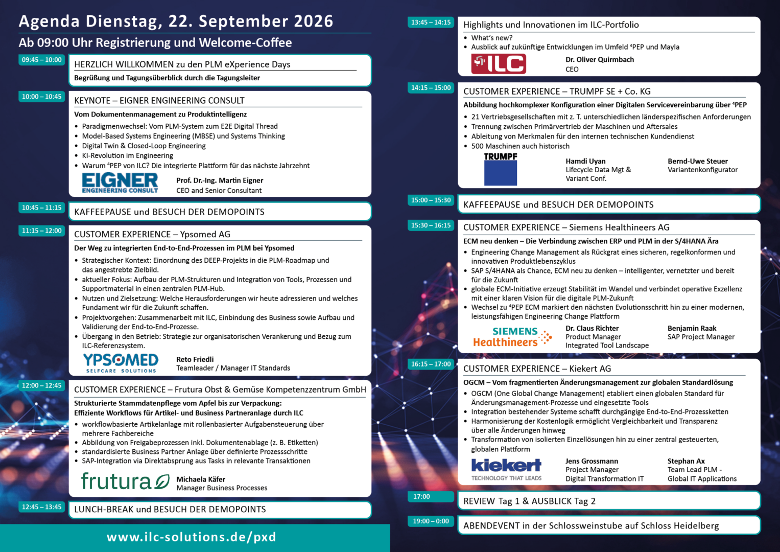 ILC PLM eXperience Days 2026 - Agenda 22.09.2026