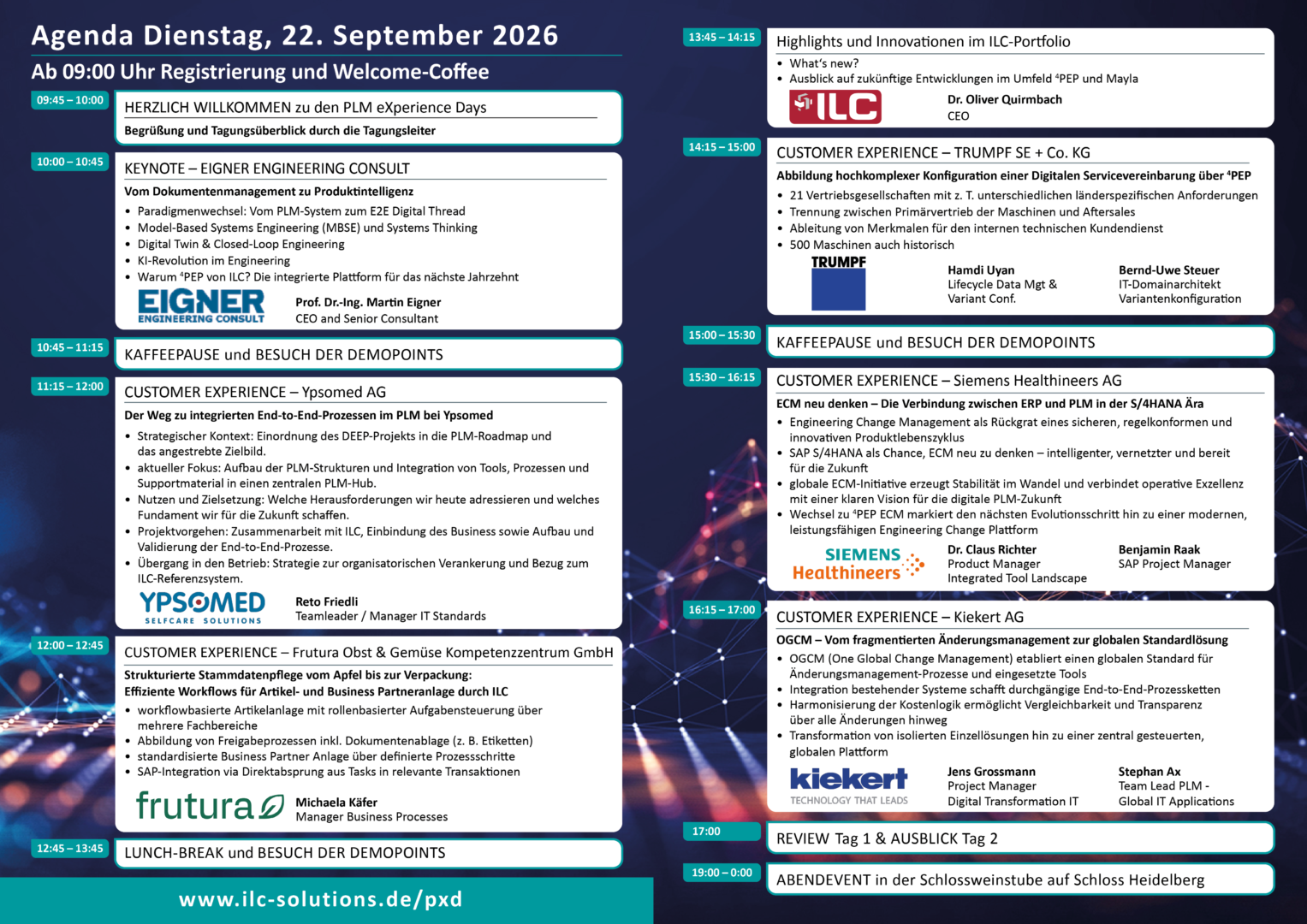 ILC PLM eXperience Days 2026 - Agenda 22.09.2026